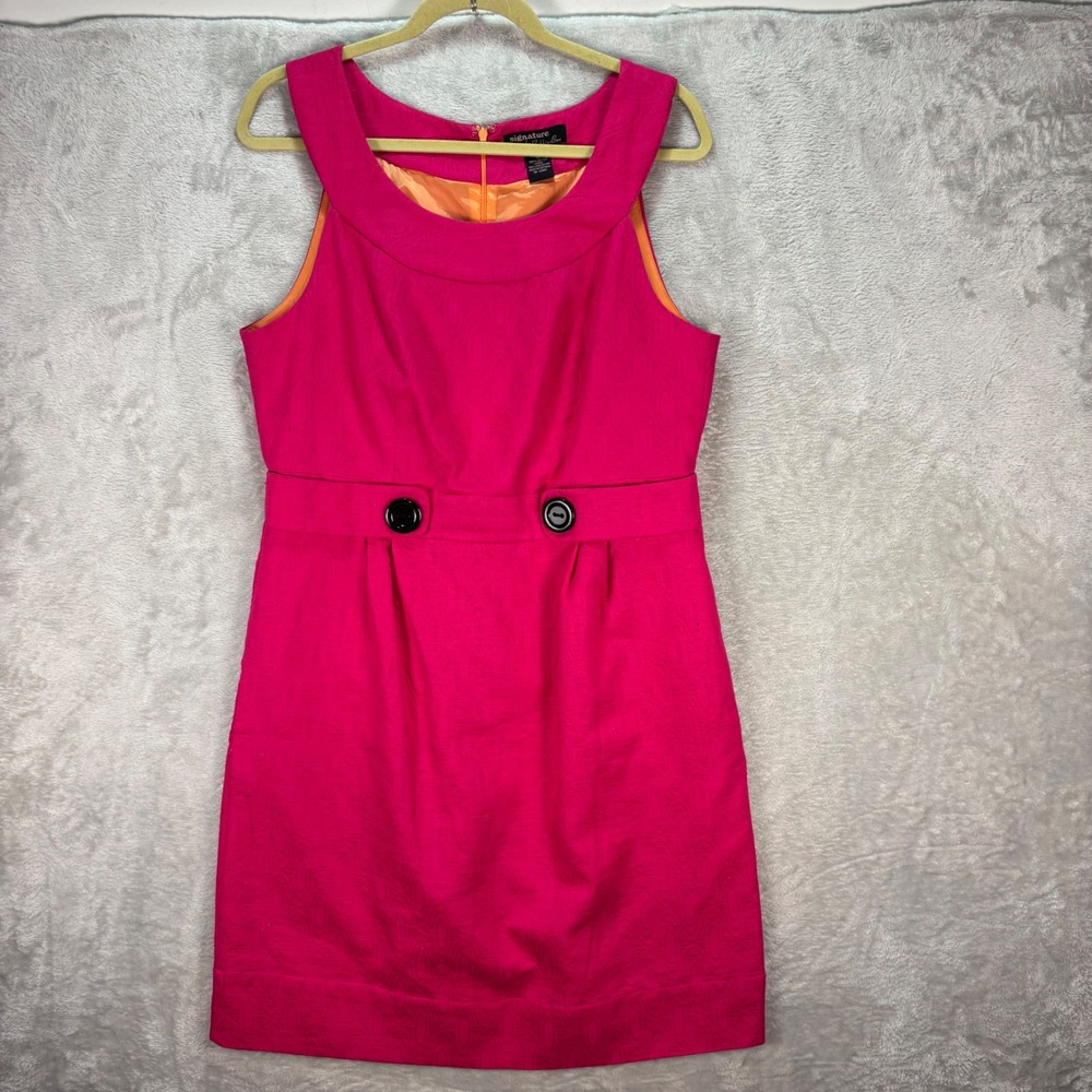 Signature by Robbie Bee Women's Sleeveless Pink Dress Belted Lined Size 12 - Picture 5 of 10